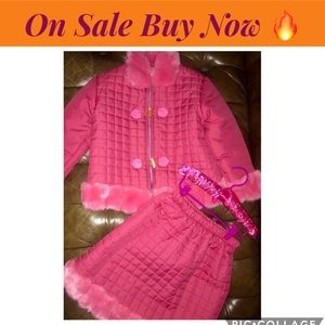 Matching skirt and jacket with faux fur trim